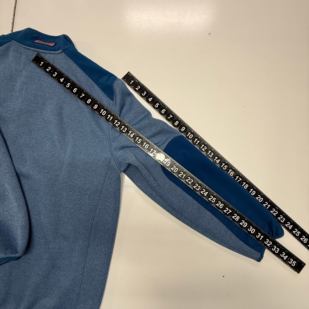 Vineyard Vines Mountain Sweater Men XL Blue Fleece 1/4 Zip Sweatshirt Zip Pocket - Picture 5 of 12